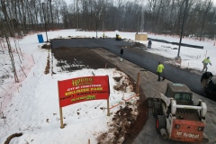 Aerial view of commercial paving project in Frederick, MD