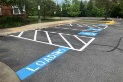 Organized commercial parking lot after sealcoating in Frederick, MD